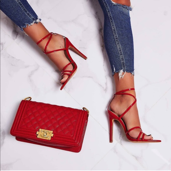 Strappy Red Sandal - Picture 2 of 8